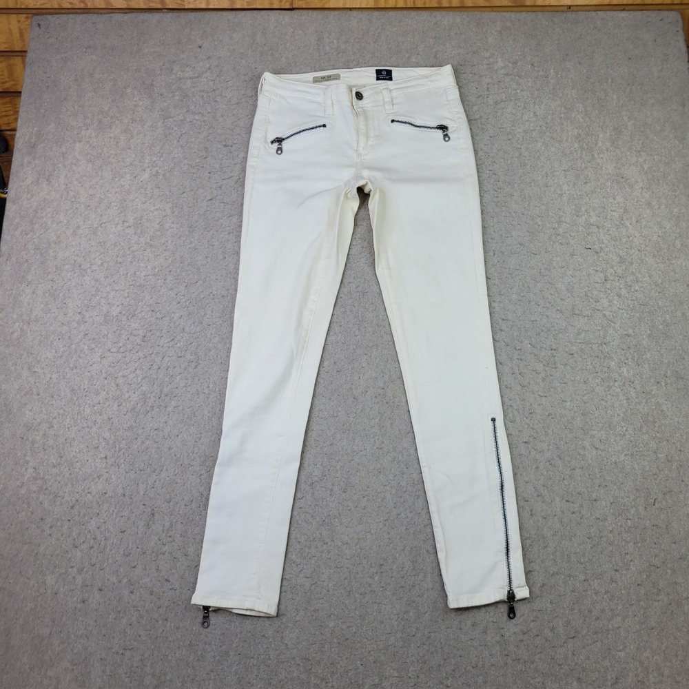 Adriano Goldshcmied Skinny Zipper Jeans White Womens 27R Made in USA